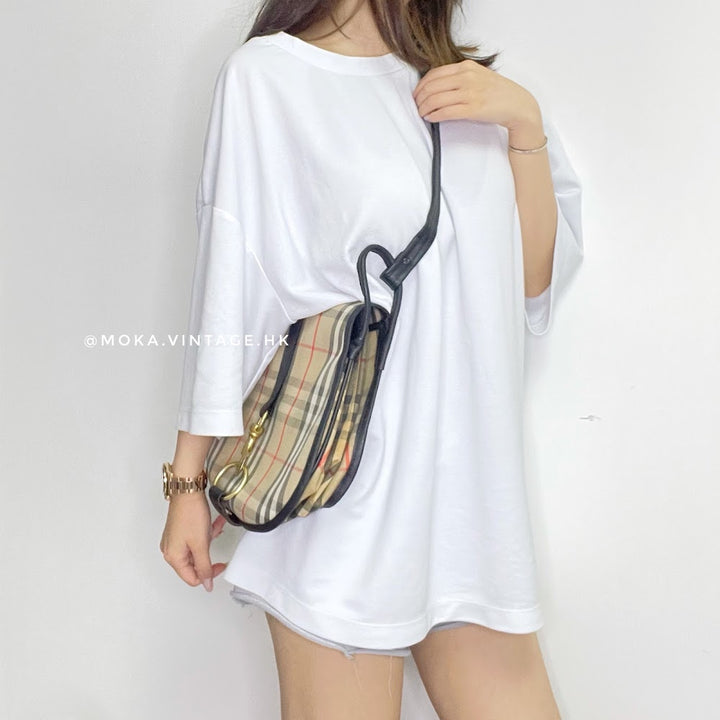 Burberry canvas leather saddle bag