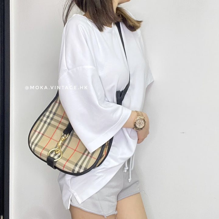 Burberry canvas leather saddle bag