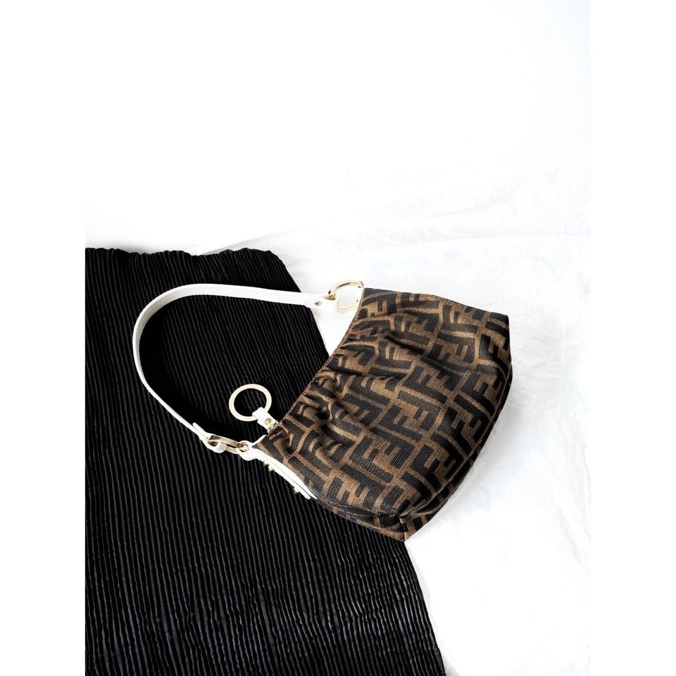 Fendi zucca canvas leather bag